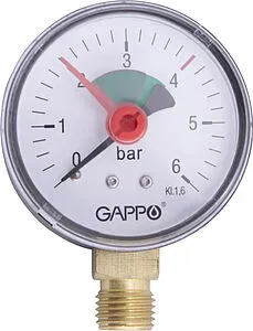 Манометр радиальный Gappo 50мм 6 бар ¼" G1470.6 Манометр радиальный Gappo 50мм 6 бар ¼" G1470.6, 1