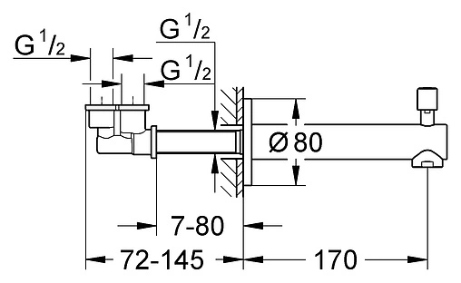 Излив для скрытого монтажа с переключателем Grohe Concetto хром 13281001