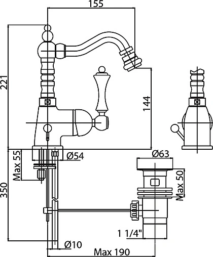 Смеситель для биде Cezares Margot хром/белый MARGOT-BSM2-01-Bi