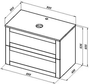 Тумба-умывальник подвесная Aquanet Терра 90 белый матовый 00313235+, 5