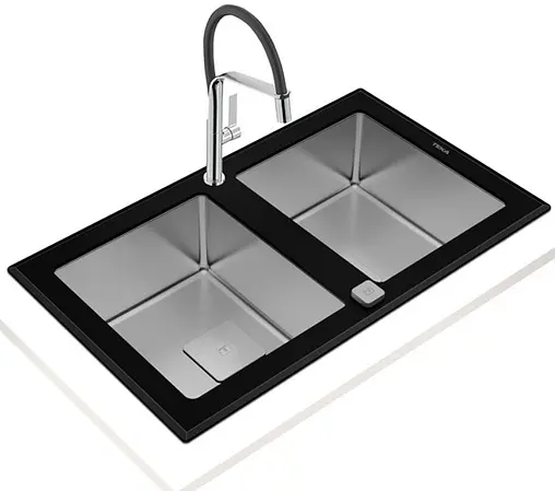 Мойка кухонная Teka Diamond RS15 2B 86 нержавеющая сталь/чёрное стекло 115030017