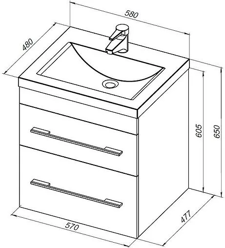 Тумба под умывальник подвесная Aquanet Верона 60 капучино 00304536