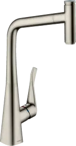 Смеситель для кухни с выдвижным изливом Hansgrohe Metris Select M71 320 1jet под сталь 14884800, 1