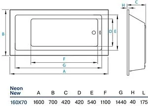 Ванна акриловая Koller Pool Neon new 160х70 Ванна акриловая Koller Pool Neon new 160х70, 2