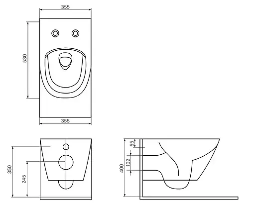 Унитаз подвесной безободковый с функцией биде beWash Bogen антрацит 88303680
