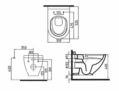 Унитаз подвесной безободковый с функцией биде Bien Harmony белый HRKA052N2VP1W3000