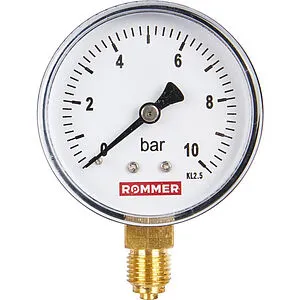 Манометр радиальный Rommer 63 мм 10 бар ¼&quot; RIM-0010-631008, 1
