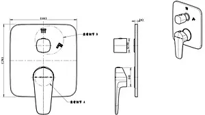 Смеситель для ванны скрытого монтажа Bravat Source чёрный матовый PB8173218BW-2-ENG Смеситель для ванны скрытого монтажа Bravat Source чёрный матовый PB8173218BW-2-ENG, 2