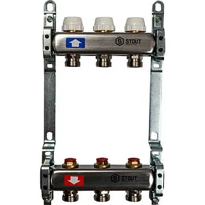 Группа коллекторная без расходомеров 3 отвода 1&quot;в/в x ¾&quot;ек Stout SMS 0922 000003, 1