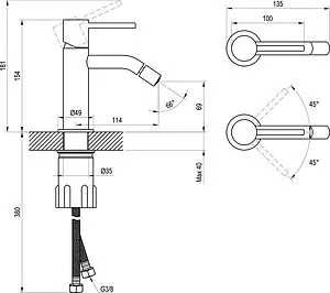 Смеситель для биде Ravak Espirit хром X070201, 2