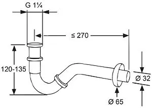 Сифон для биде Kludi хром 1031105-00 Сифон для биде Kludi хром 1031105-00, 2