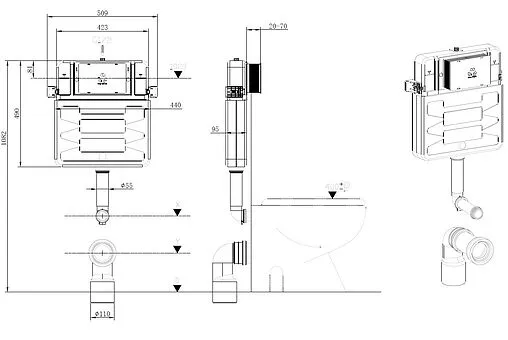 Смывной бачок скрытого монтажа Allen Brau Pneumatic 9.11104.20