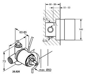 Скрытая часть смесителя для душа Kludi 38826N Скрытая часть смесителя для душа Kludi 38826N, 2