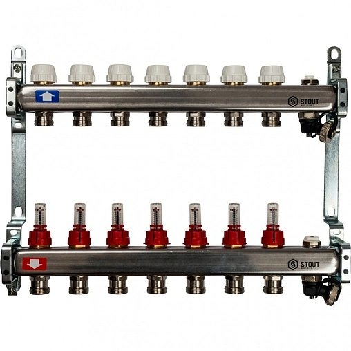Группа коллекторная с расходомерами 7 отводов 1&quot;в/в x ¾&quot;ек Stout SMS 0927 000007