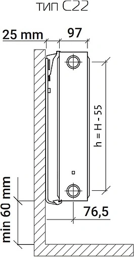 Радиатор стальной панельный Royal Thermo COMPACT тип 22 500 x 600 мм Noir Sable C22-500-600/NS