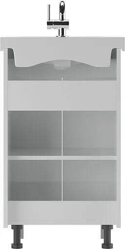 Тумба-умывальник напольный Айсберг Аура 50 белый DA2503T+S-UM-COM50/1-w