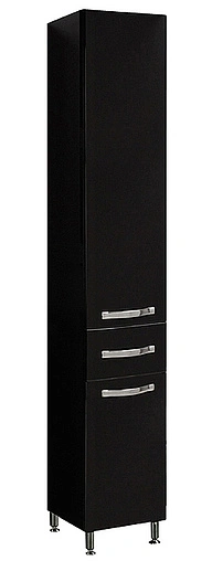 Шкаф-пенал напольный с бельевой корзиной Aquaton Ария Н 35 черный глянец 1A124303AA950