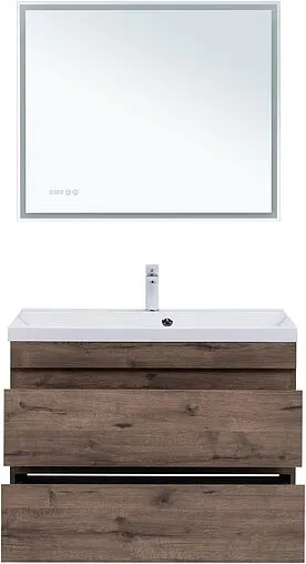 Тумба под умывальник подвесная Aquanet Нота New 90 дуб веллингтон/табак 00334193