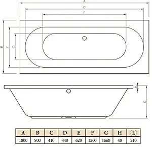 Ванна акриловая C-bath Cora 180x80 CBQ001002 Ванна акриловая C-bath Cora 180x80 CBQ001002, 2