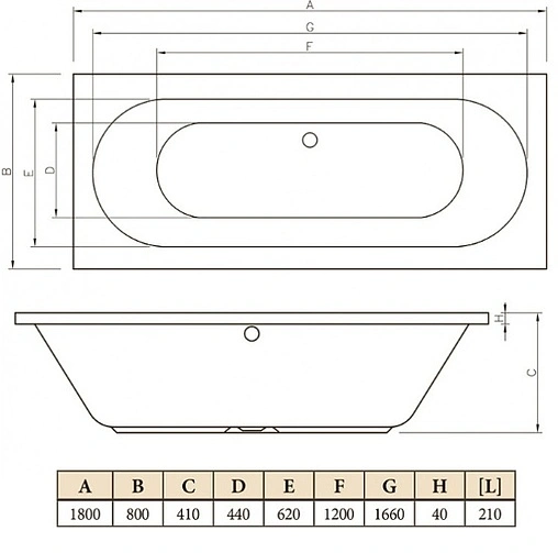 Ванна акриловая C-bath Cora 180x80 CBQ001002