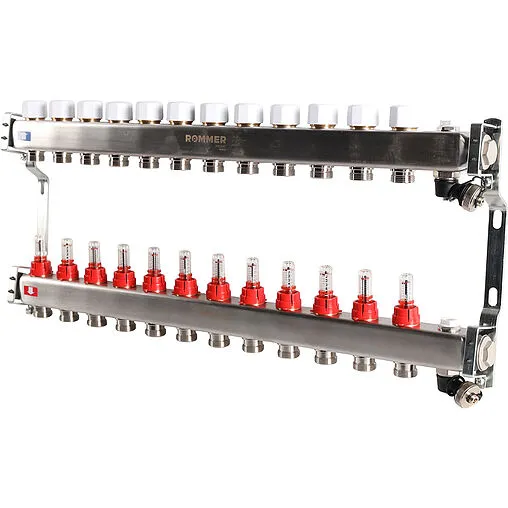 Группа коллекторная с расходомерами 12 отводов 1&quot;в/в x ¾&quot;ек Rommer RMS-1201-000012