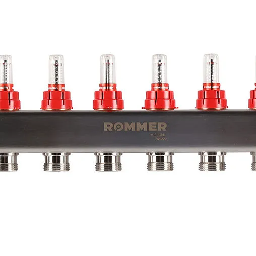 Группа коллекторная с расходомерами 9 отводов 1&quot;в/в x ¾&quot;ек Rommer RMS-1201-000009