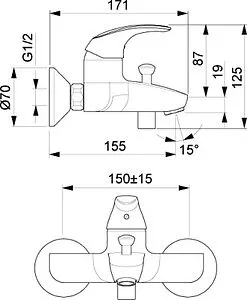 Смеситель для ванны Oras Polara хром 1440Y, 2