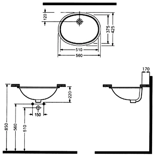 Раковина Bien 56 белый TPLA05001VD0W3000