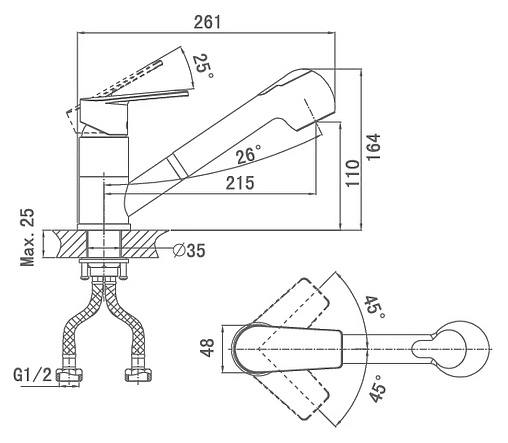 Смеситель для кухни с выдвижным изливом D&amp;K Lessing Rhein хром DA1322501