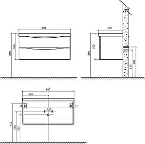 Тумба-умывальник подвесная BelBagno ANCONA-N 80 Rovere Moro ANCONA-N-800-2C-SO-RW+EA-800-LVB Тумба-умывальник подвесная BelBagno ANCONA-N 80 Rovere Moro ANCONA-N-800-2C-SO-RW+EA-800-LVB, 2