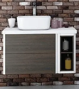 Тумба-умывальник подвесная Aquaton Брук 80 (60+20) дуб феррара/белый, 1