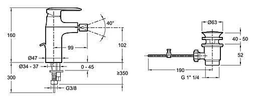 Смеситель для биде Jacob Delafon Kumin хром E99456-CP Смеситель для биде Jacob Delafon Kumin хром E99456-CP