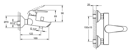Смеситель для ванны VitrA Dynamic S хром A40953EXP