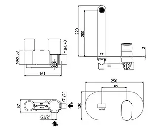 Смеситель для раковины из стены Paffoni Candy хром CA105CR, 2