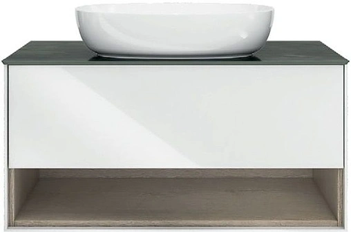 Тумба-умывальник подвесная Kerama Marazzi Plaza Modern 100 белый/дуб орегон PL.M.100.1\WHT+PL.wbi.55.1+