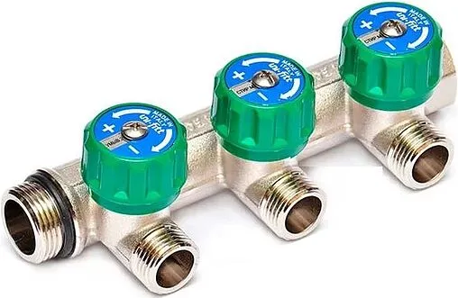 Коллектор регулирующий проходной 3 отвода ¾&quot;в/н x ½&quot;н Uni-fitt 411N3230