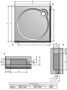 Душевая дверь 1000мм прозрачное стекло Roltechnik Lega Lift Line LZCO1/1000 227-1000000-00-02, 2