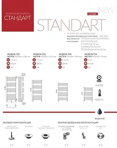 Полотенцесушитель водяной лесенка Terminus Стандарт П27 500х1386 полированная сталь 4620768886218, 3