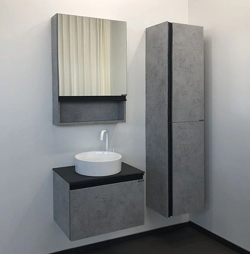 Шкаф-зеркало Comforty Эдинбург 60 бетон светлый 00-00002043CF