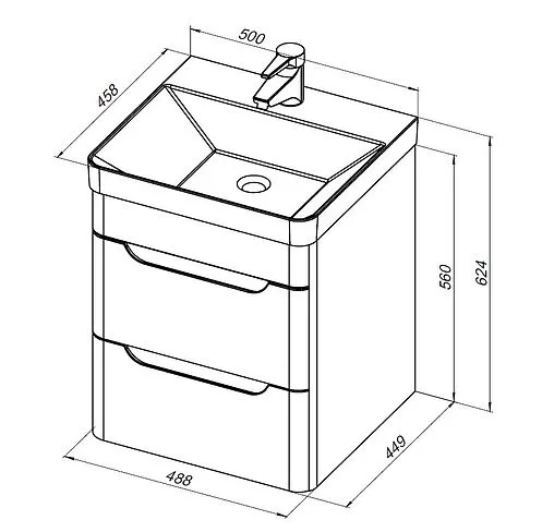 Тумба под умывальник подвесная Aquanet София 50 белый глянец 00274171
