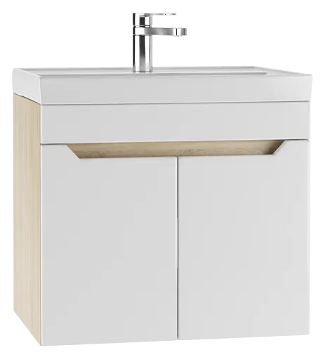Тумба-умывальник подвесной Айсберг Мечта 60 белый/дуб сонома DM2316T+4607152361674