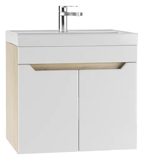 Тумба-умывальник подвесная Айсберг Мечта 60 белый/дуб сонома DM2316T+4607152361674