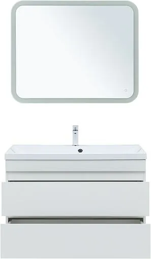 Тумба-умывальник подвесная Aquanet Нота New 100 белый глянец 00335420+00284116