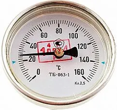 Термометр биметаллический 63мм 150°С гильза 100мм ½"