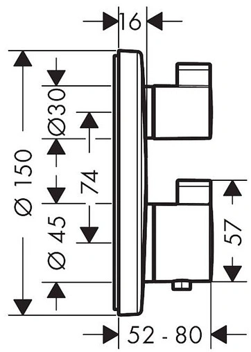 Термостат для 2 потребителей Hansgrohe Ecostat S шлифованный чёрный хром 15758340