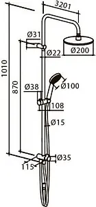 Душевая система без смесителя Damixa Origin One хром 978100000 Душевая система без смесителя Damixa Origin One хром 978100000, 2