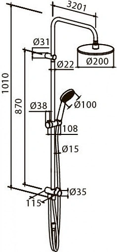 Душевая система без смесителя Damixa Origin One хром 978100000