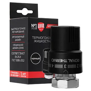 Головка термостатическая M30х1,5 Royal Thermo Design черный RTO 08.03 Головка термостатическая M30х1,5 Royal Thermo Design черный RTO 08.03, 1
