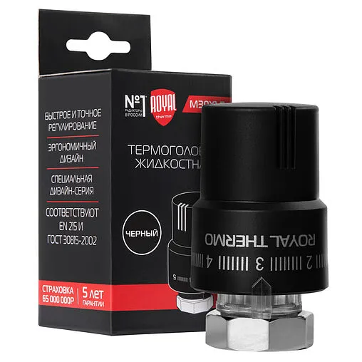 Головка термостатическая M30х1,5 Royal Thermo Design черный RTO 08.03 Головка термостатическая M30х1,5 Royal Thermo Design черный RTO 08.03