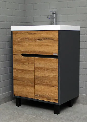 Тумба под умывальник напольный Домино Karat 60 дуб вотан/антрацит DK3210T